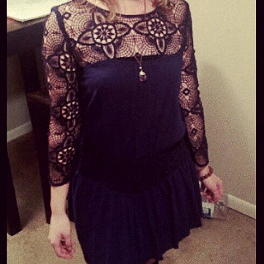 Free people crochet lace dark blue